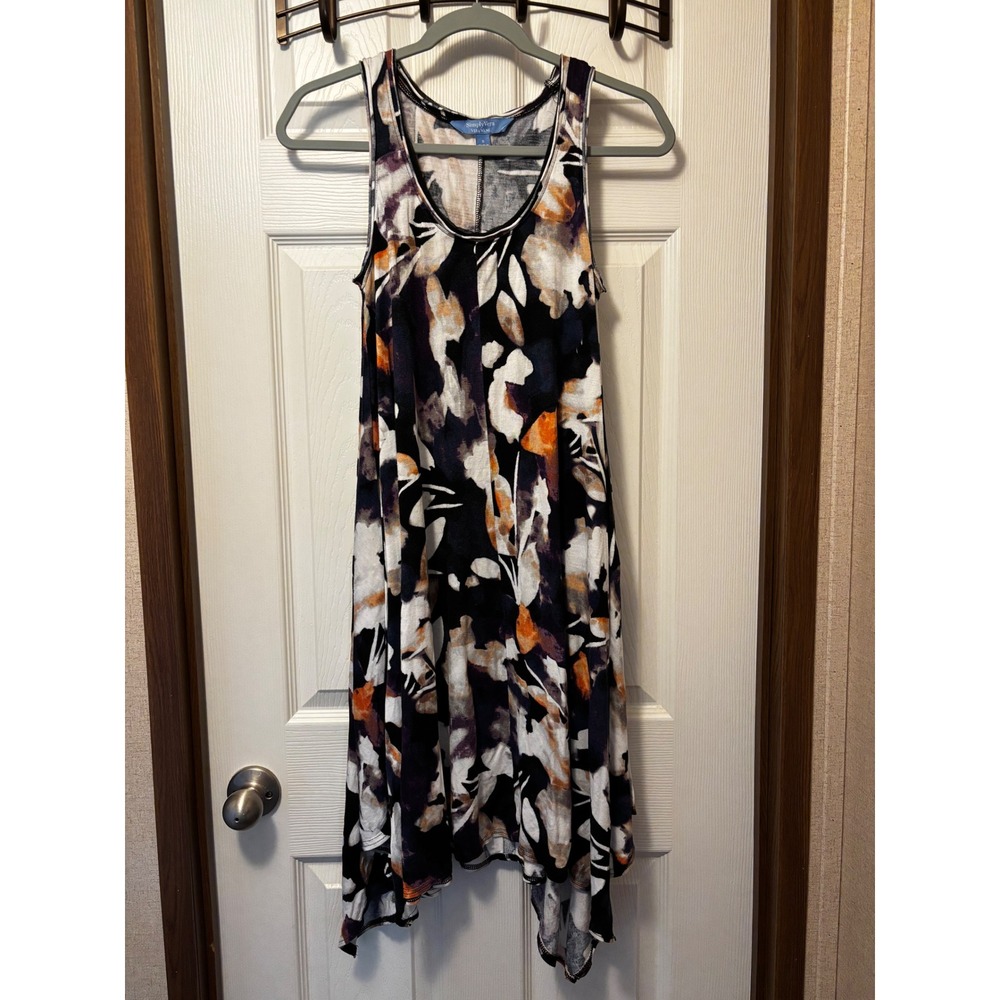 Simply Vera Vera Wang Abstract Floral Handkerchief Hem Sleeveless Dress Womens S